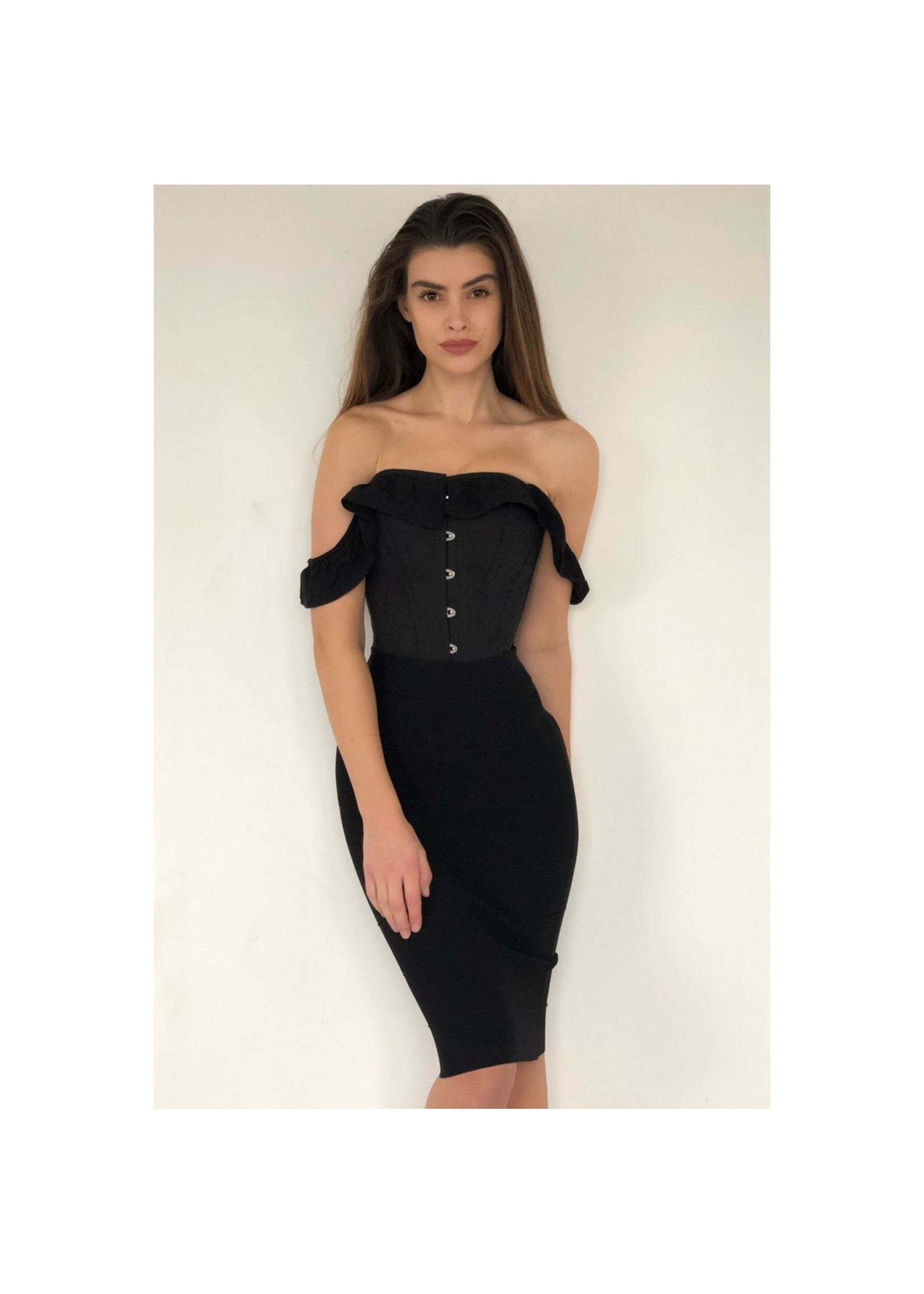 Corset Story Cotton Straight Bustline Corset Top  w Sleeve