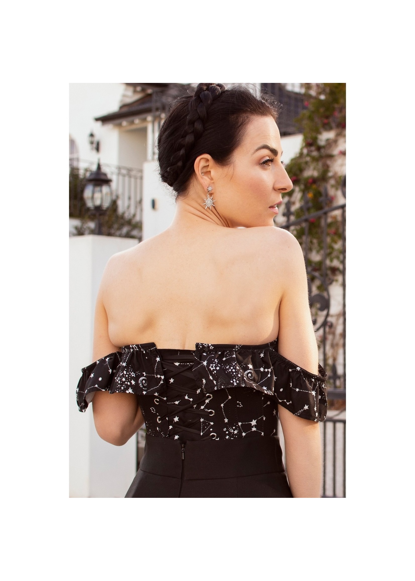 Corset Story Cotton Astronomy Corset Top w/ Sleeve US16