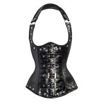 Corset Story Black Leather Look PU Underbust w/ Halter US12