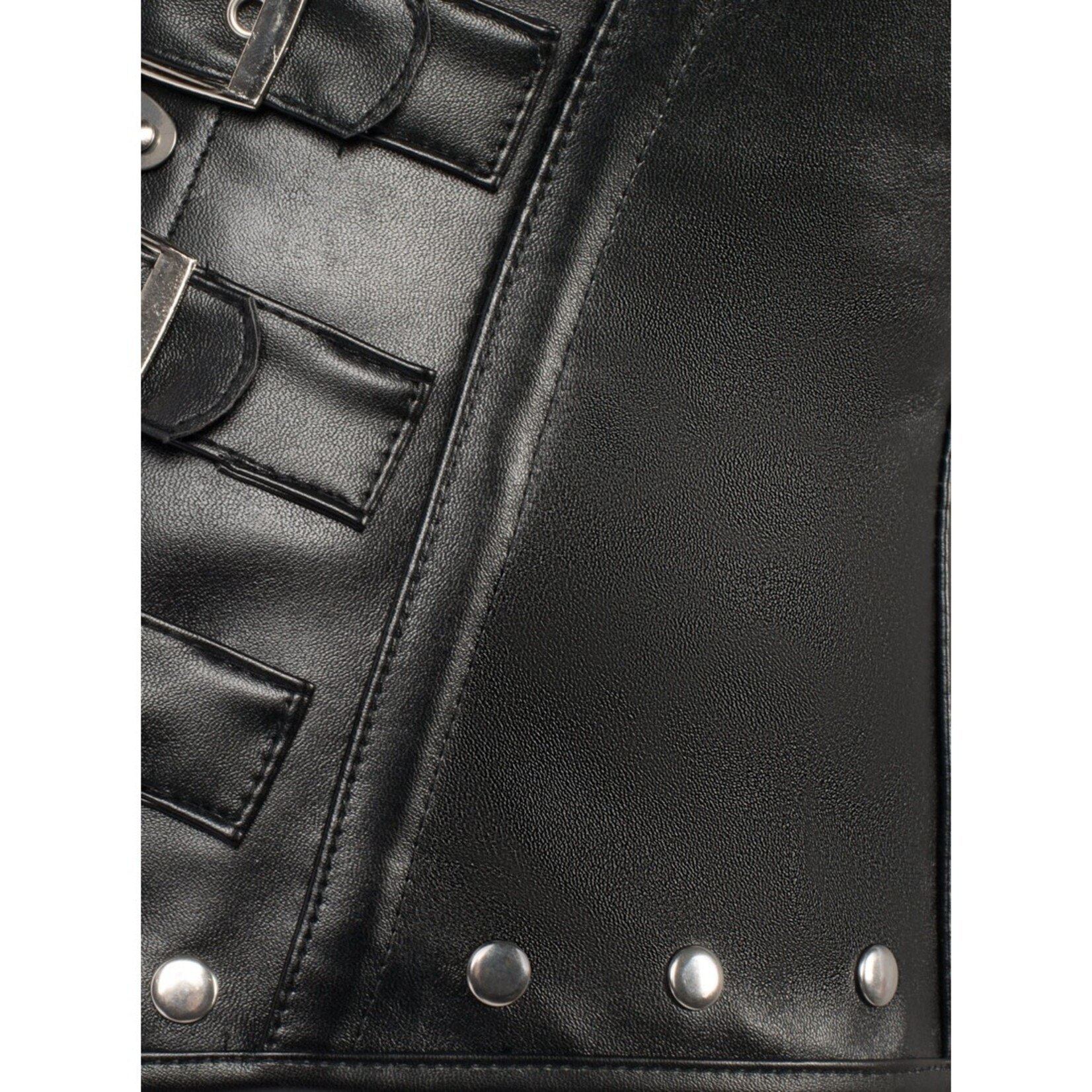Corset Story Black Leather Look PU Underbust w/ Halter US12