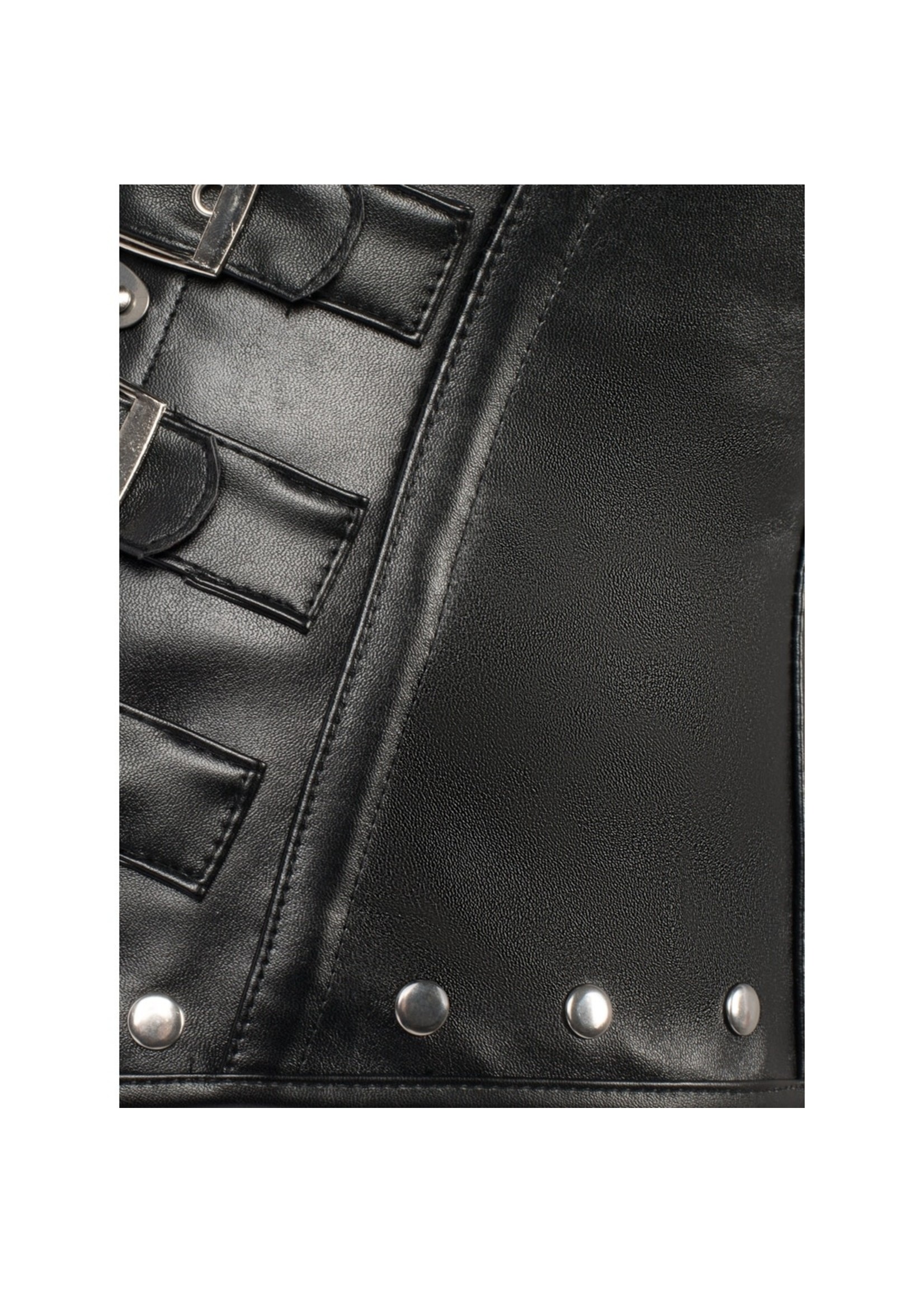 Corset Story Black Leather Look PU Underbust w/ Halter US12