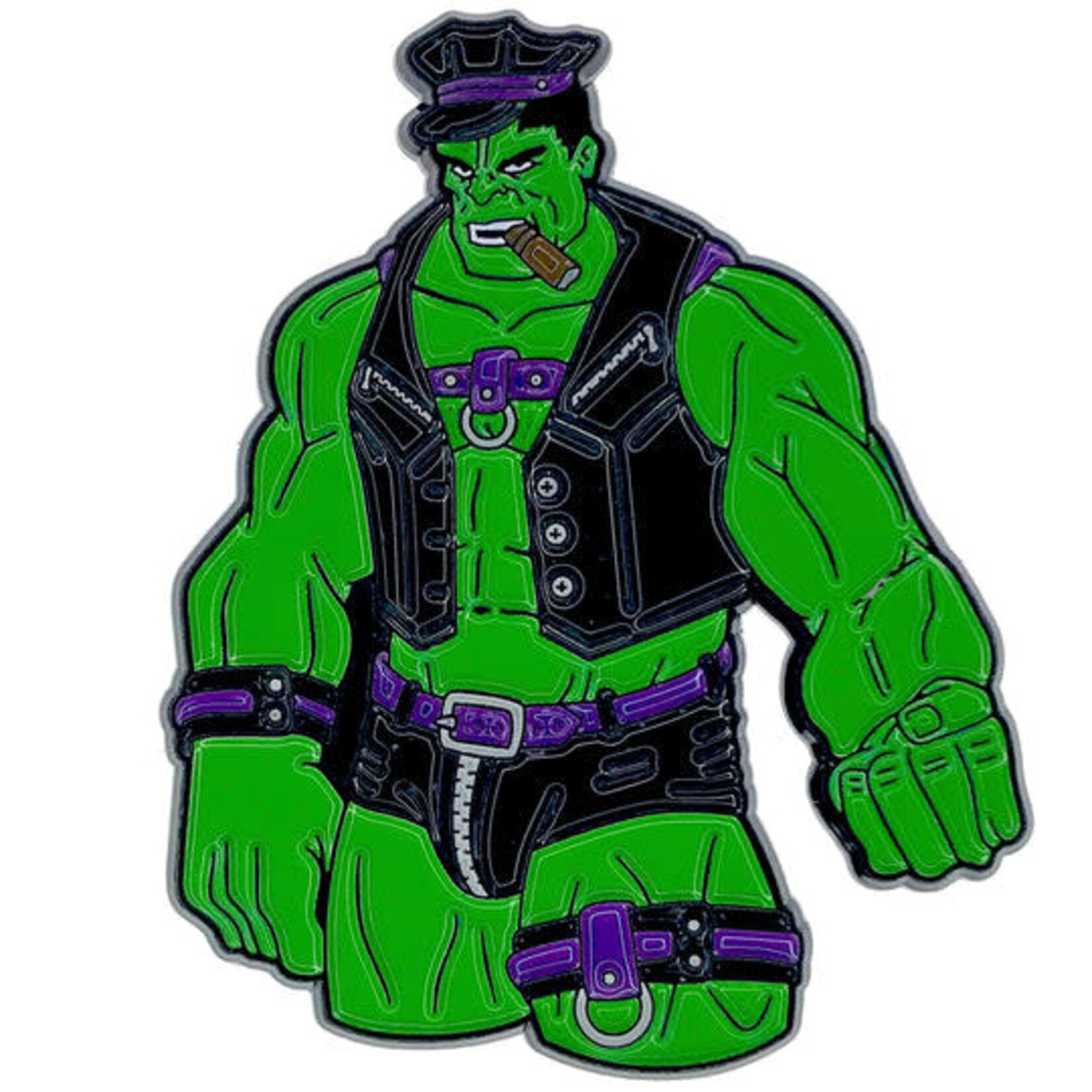 Geeky And Kinky Green Goliath Leather Daddy Enamel Pin