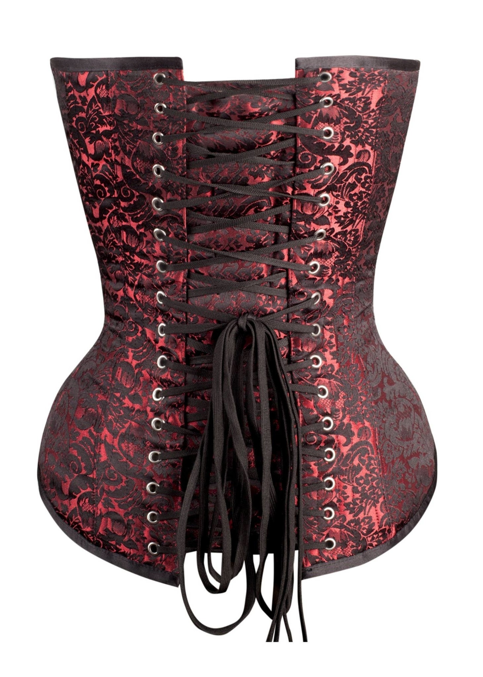 Corset Story Long Red Brocade Corset w/ Hip Gores 30in/33-34in