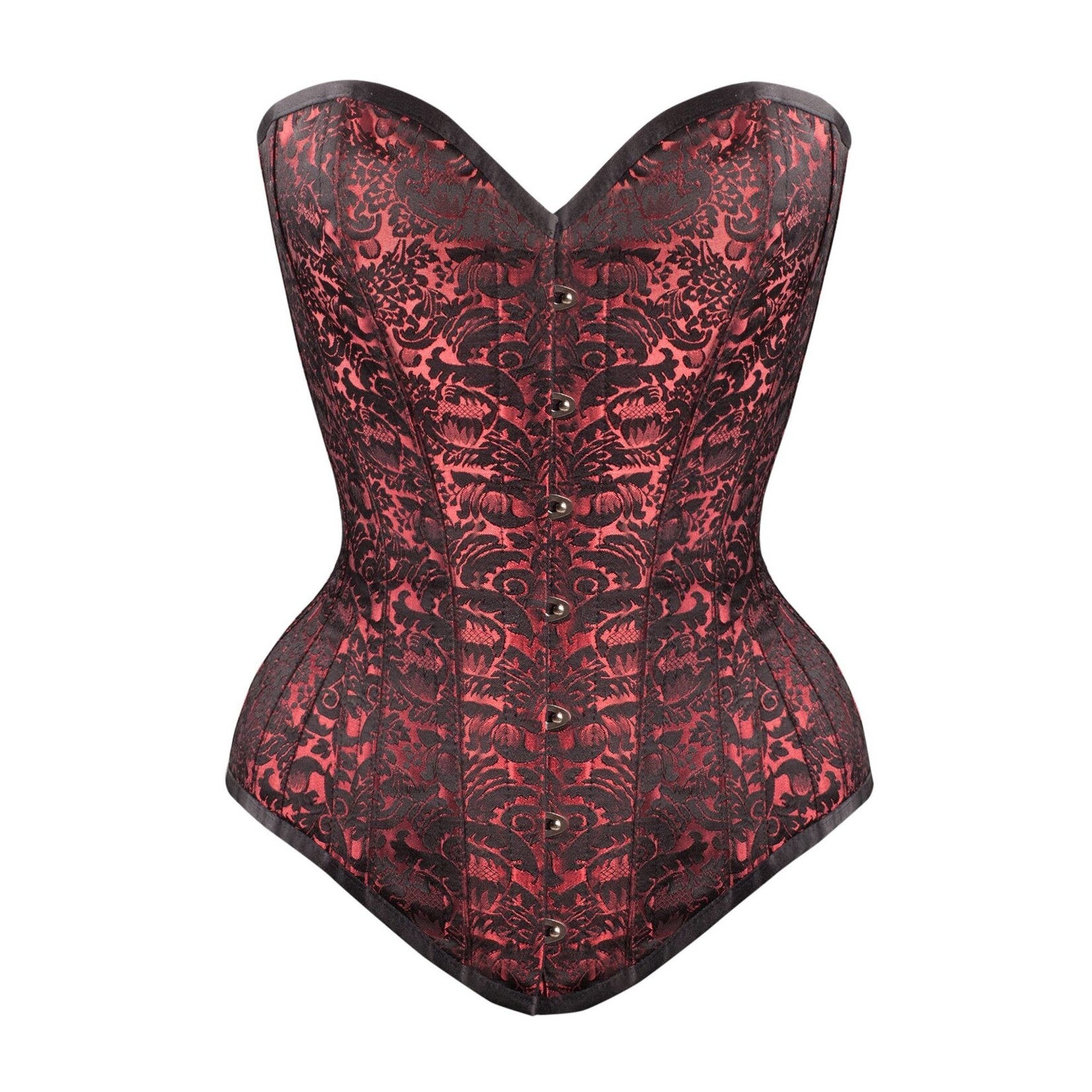 Corset Story Long Red Brocade Corset w/ Hip Gores 30in/33-34in