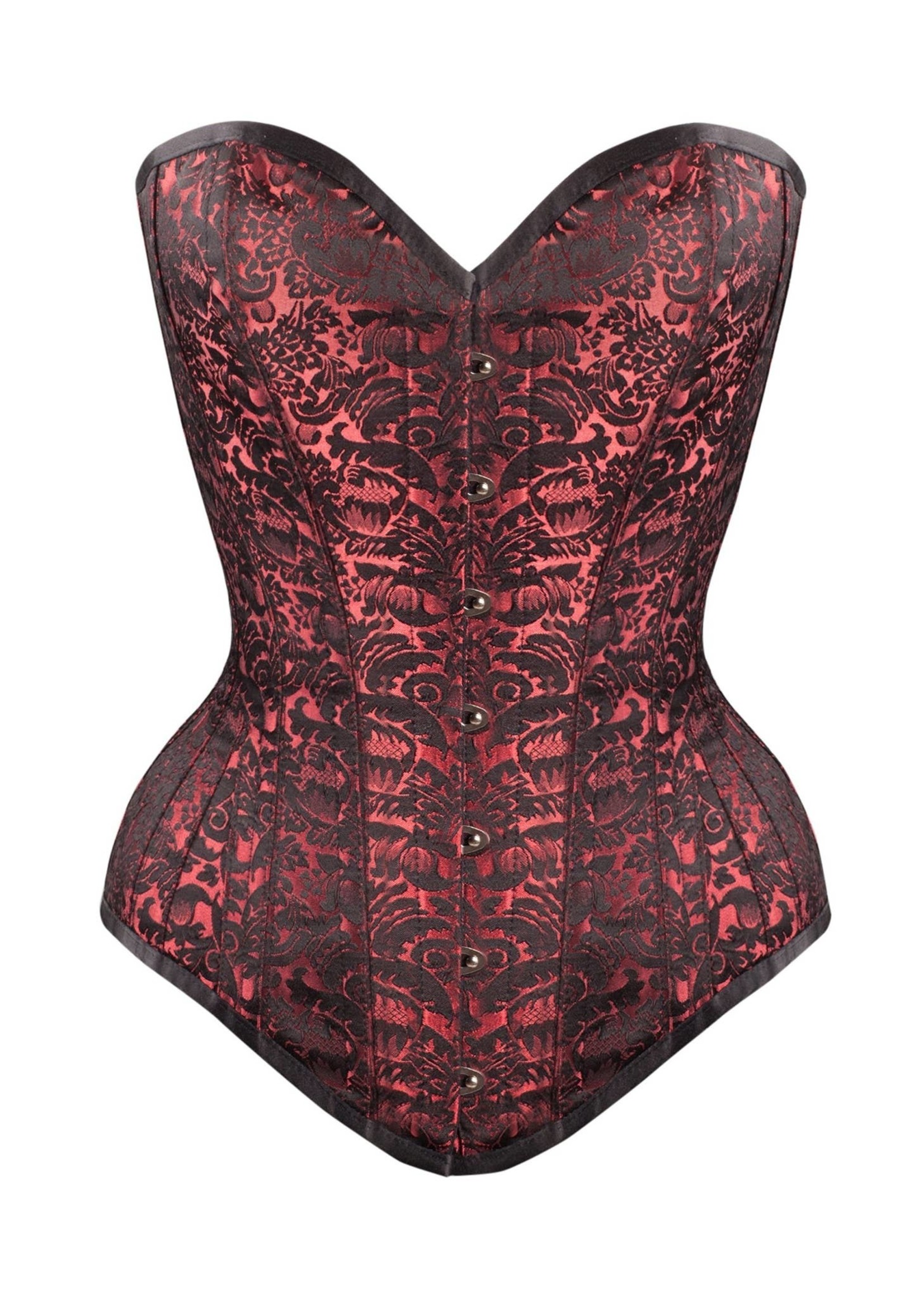 Corset Story Long Red Brocade Corset w/ Hip Gores 30in/33-34in