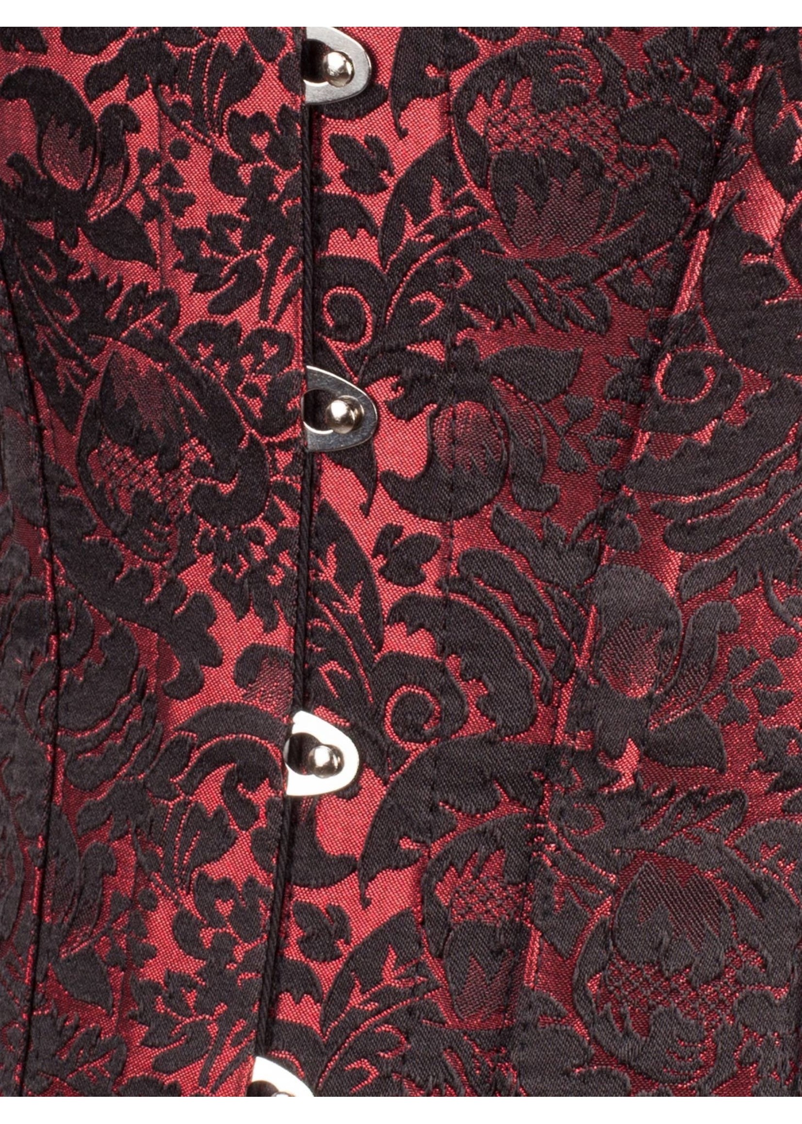Corset Story Long Red Brocade Corset w/ Hip Gores 30in/33-34in