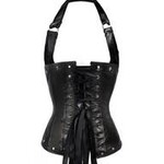 Corset Story Black LTHR/PU Underbust Halter US 12