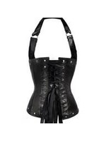 Corset Story Black LTHR/PU Underbust Halter US 12