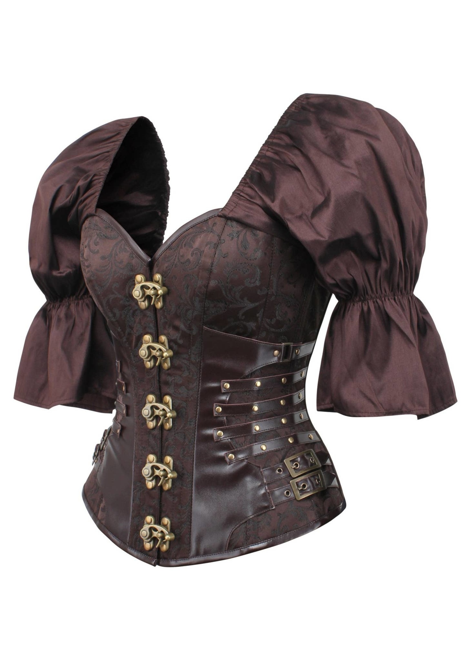 Corset Story Steampunk Inspired Overbust with Short Flounce Sleeve