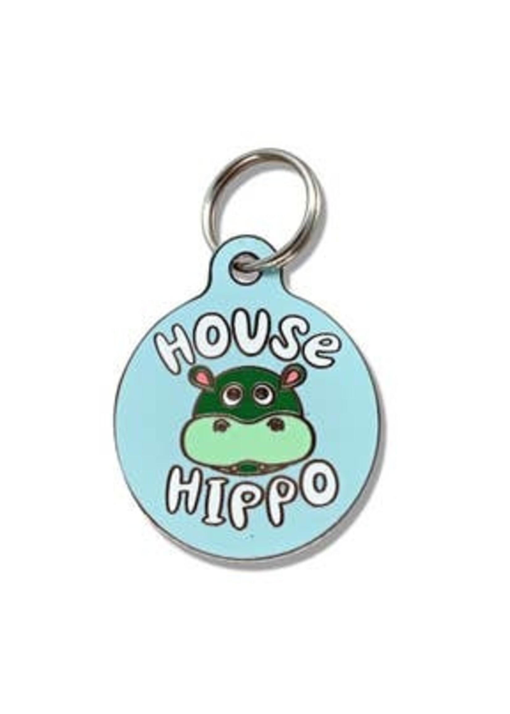 Bad Tags House Hippo- Round Charm- Blu/Grn