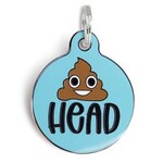 Bad Tags Poop Head- Round Charm- Blue