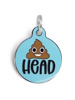Bad Tags Poop Head- Round Charm- Blue