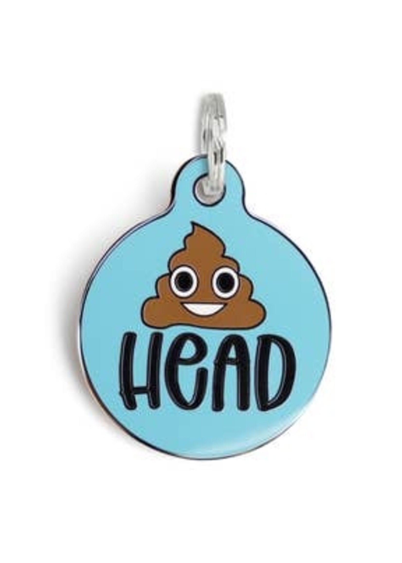 Bad Tags Poop Head- Round Charm- Blue