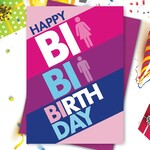 Kweer Cards/Peachy Kings Bi Bi Bisexual Birthday Greeting Card