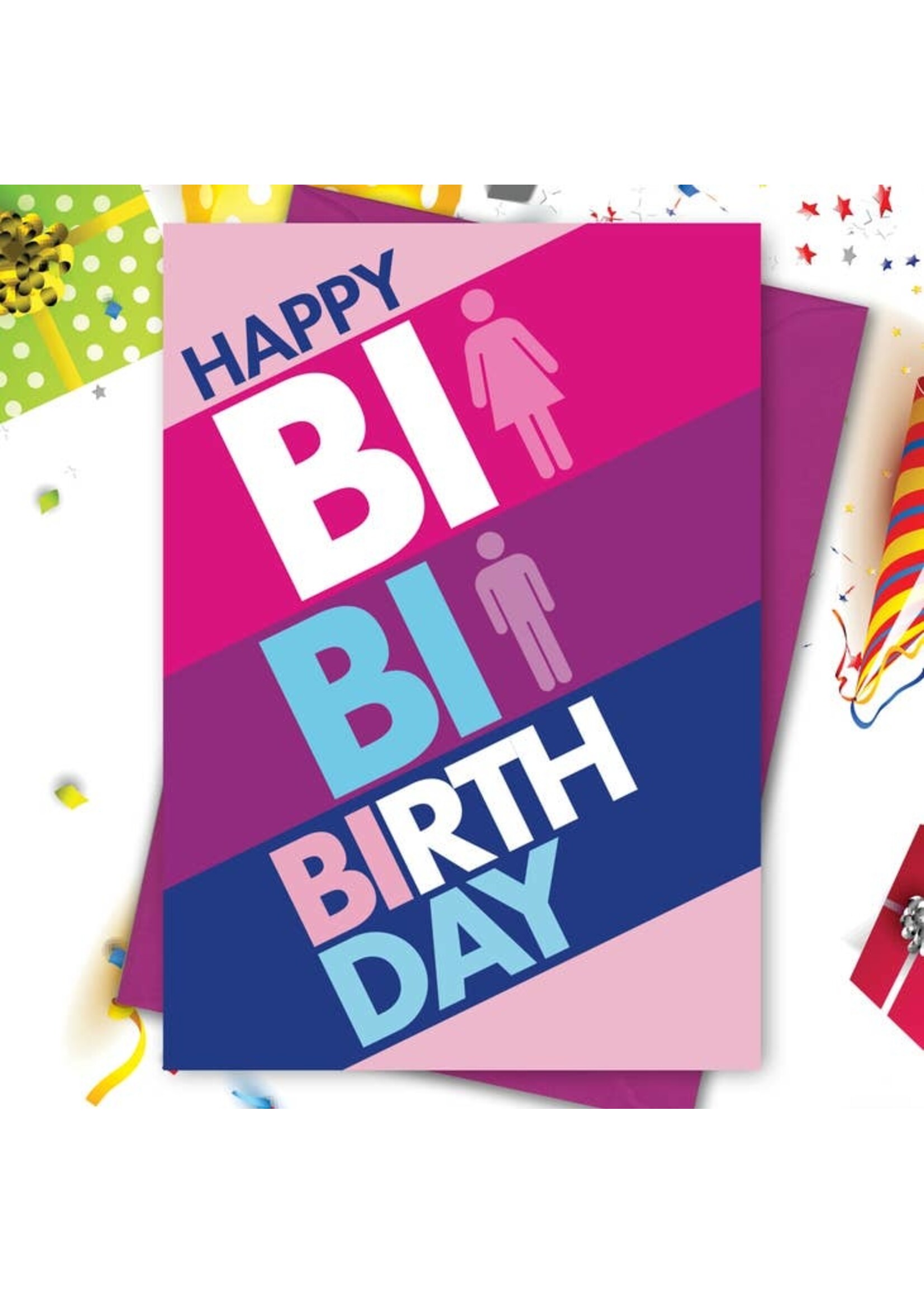 Kweer Cards/Peachy Kings Bi Bi Bisexual Birthday Greeting Card
