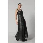 Metamorphoza V-Leather Goth Style Long Dress -
