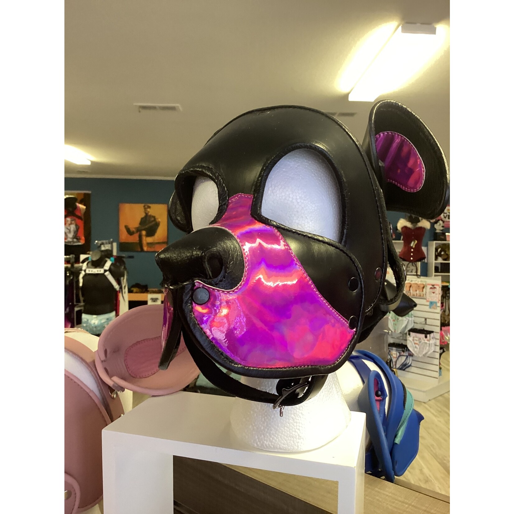 P & C Creations Custom Leather Hoods Blk/ Holo Pink Black Bear, HP