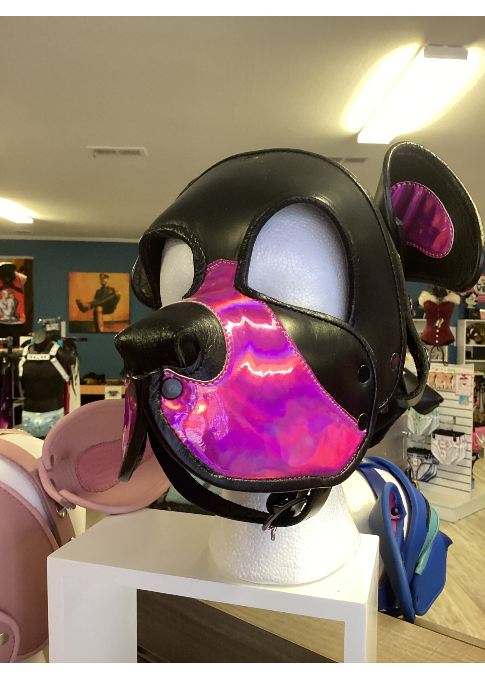 P & C Creations Custom Leather Hoods Blk/ Holo Pink Black Bear, HP