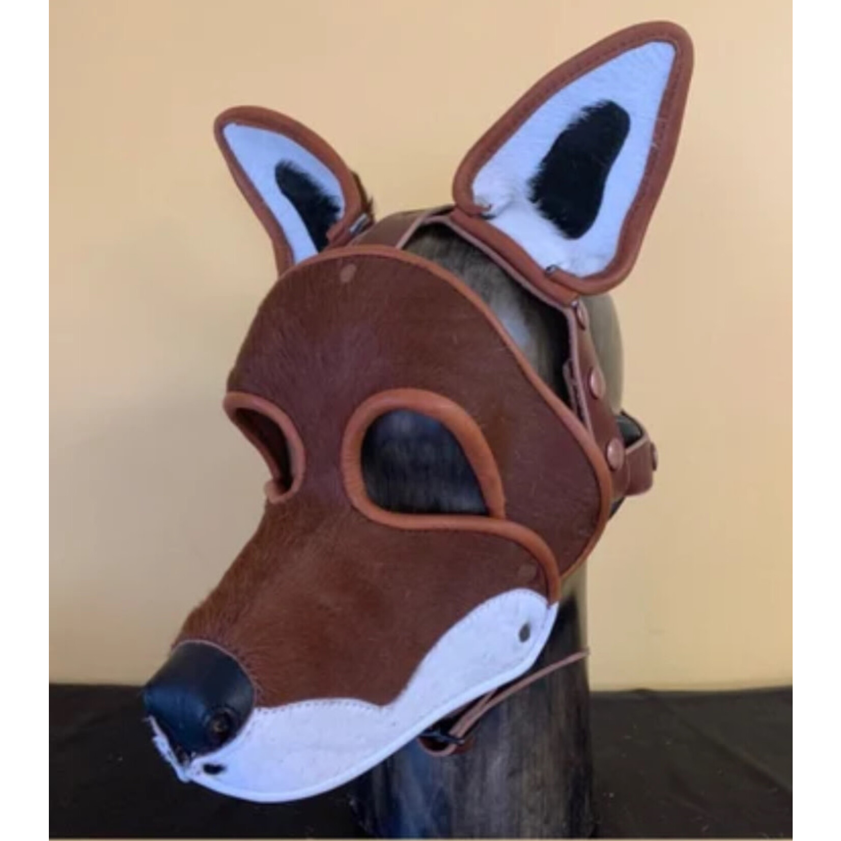 P & C Creations Custom Leather Hoods - Furred Red Fox - Red/Wht