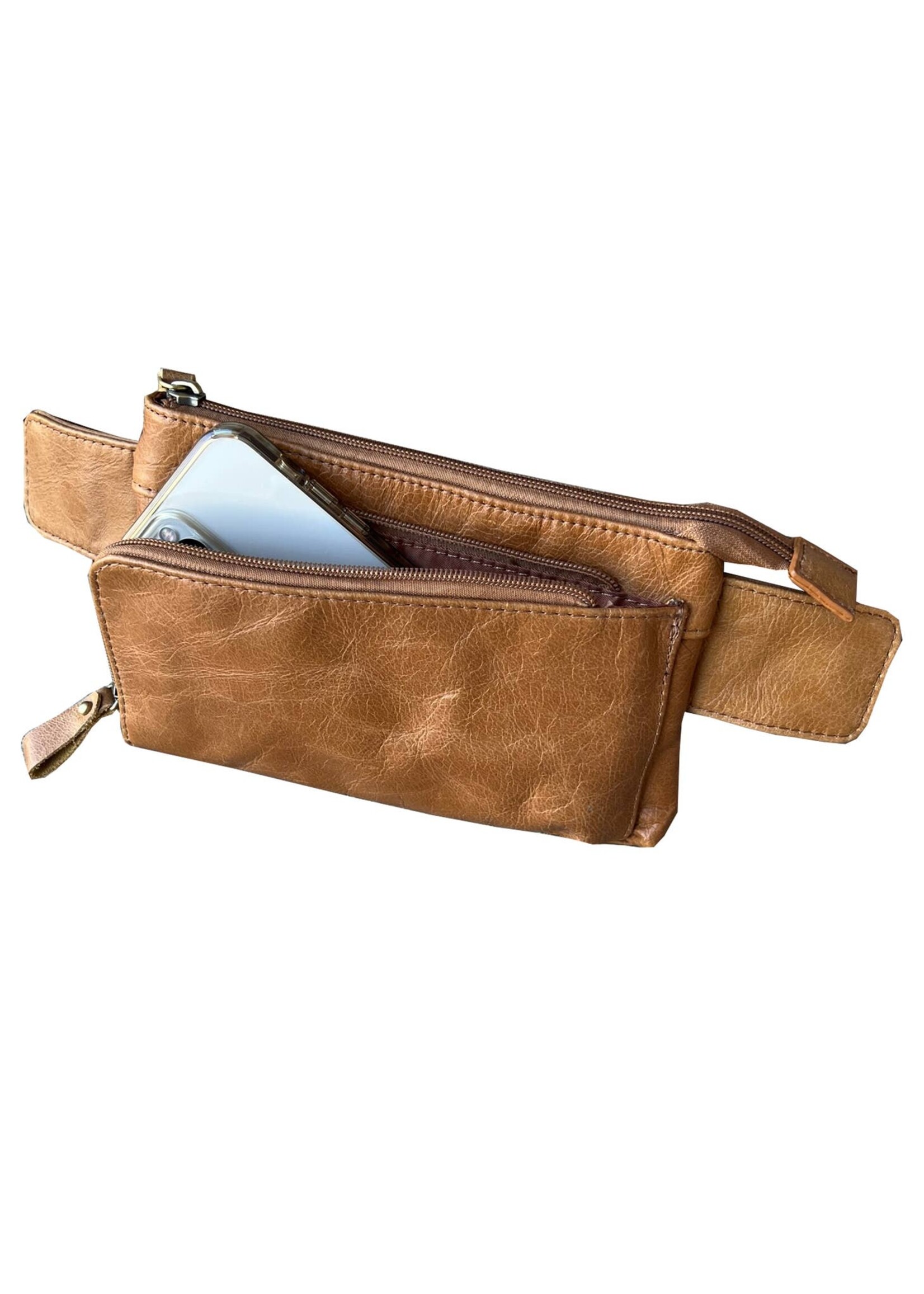 Roma Leathers Sling Pack Fanny Waist Pack - Lt Brown