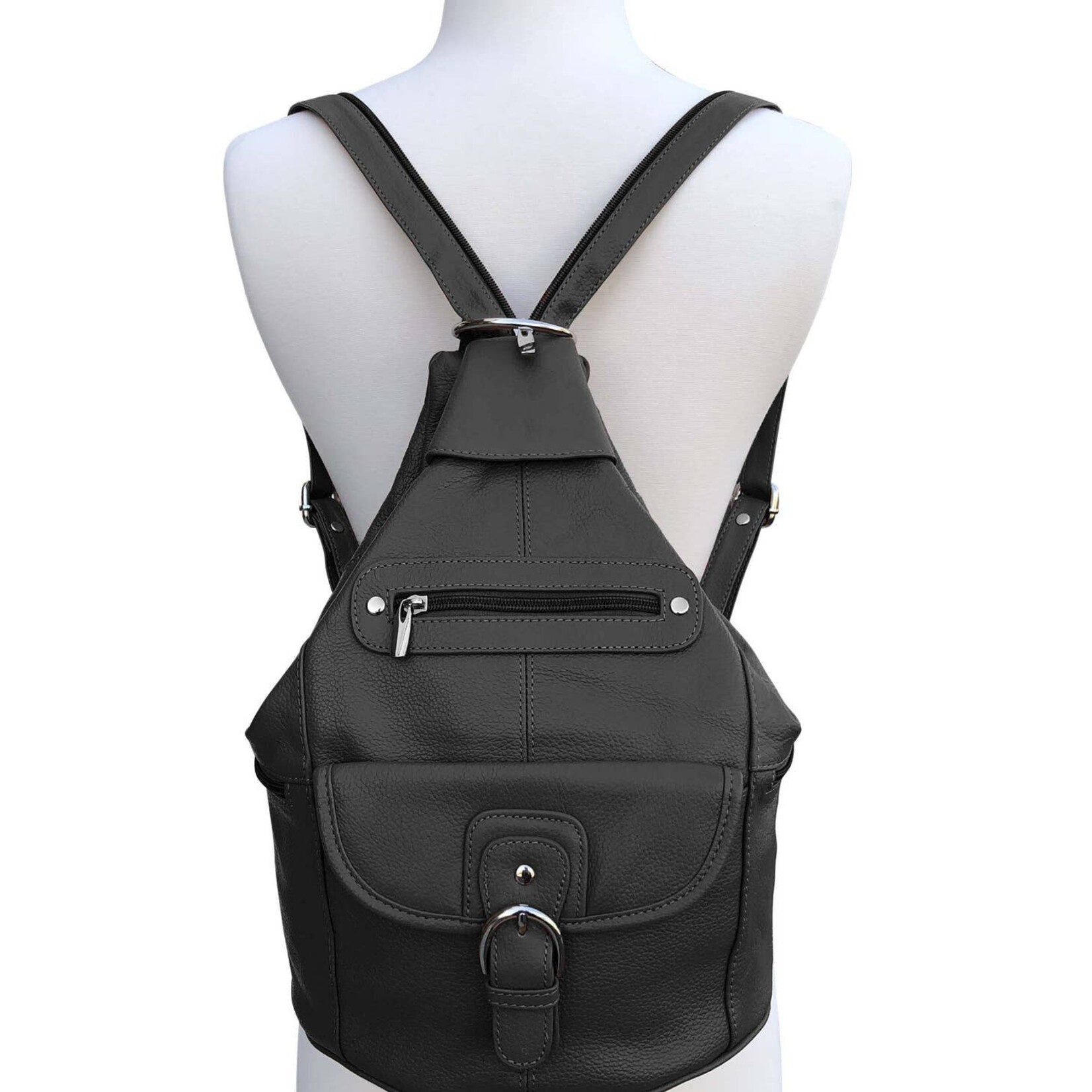 Roma Leathers 3611A Cowhide Leather Backpack - Black