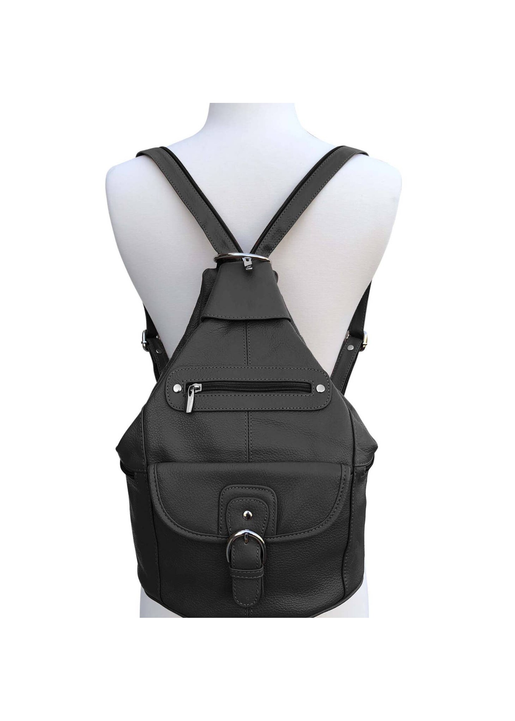 Roma Leathers 3611A Cowhide Leather Backpack - Black