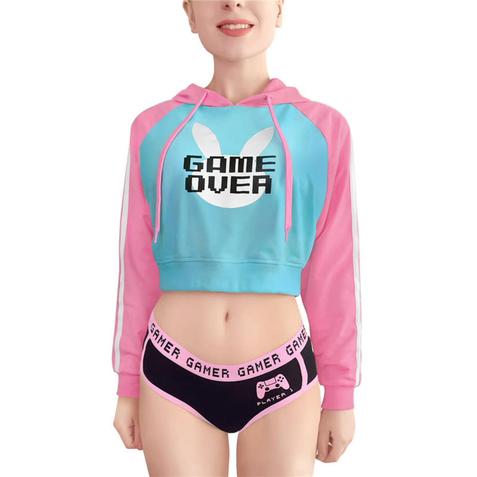 LittleForBig Bunnywatch Cosplay Cropped Hoodie Sweater Blue