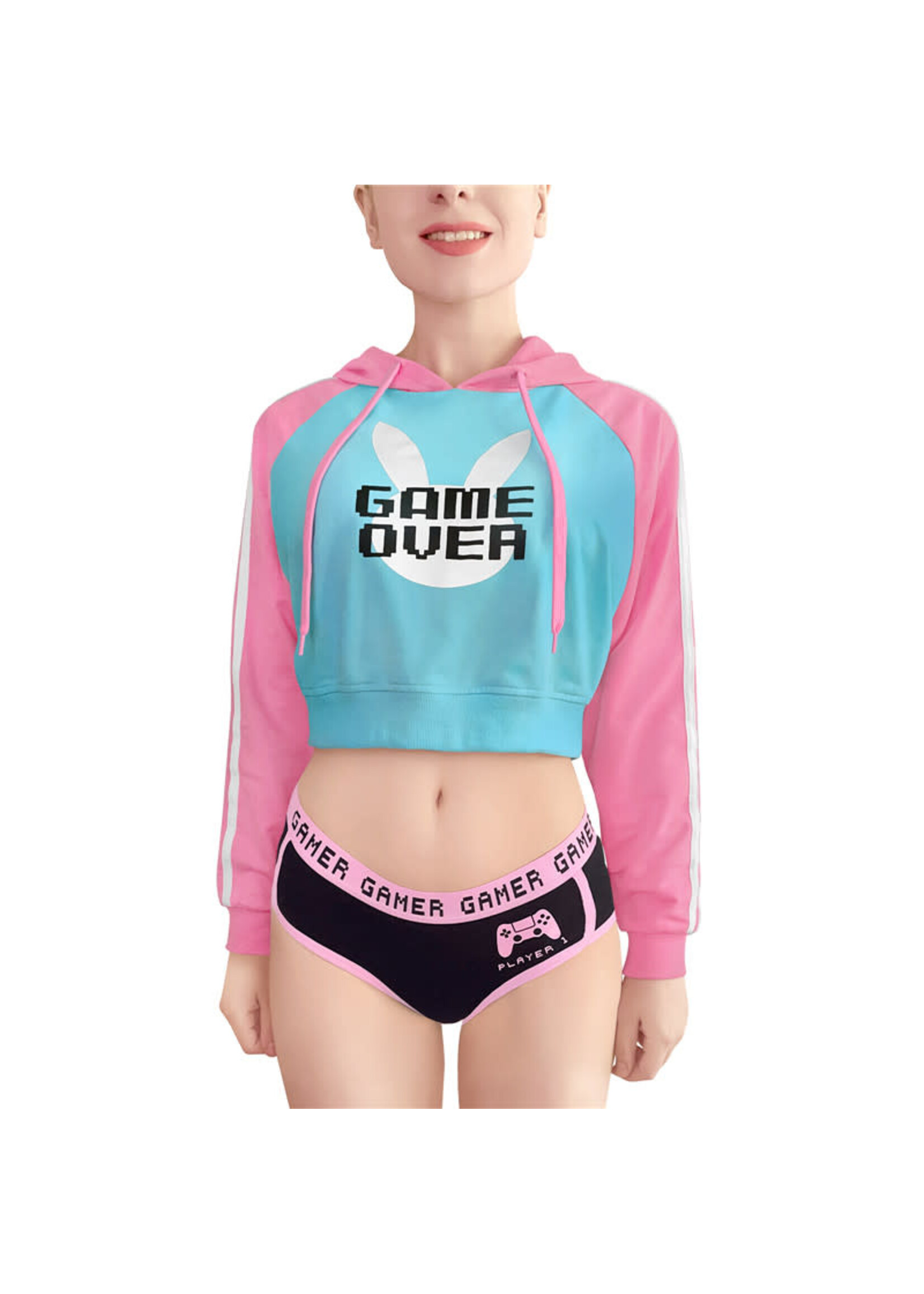 LittleForBig Bunnywatch Cosplay Cropped Hoodie Sweater Blue