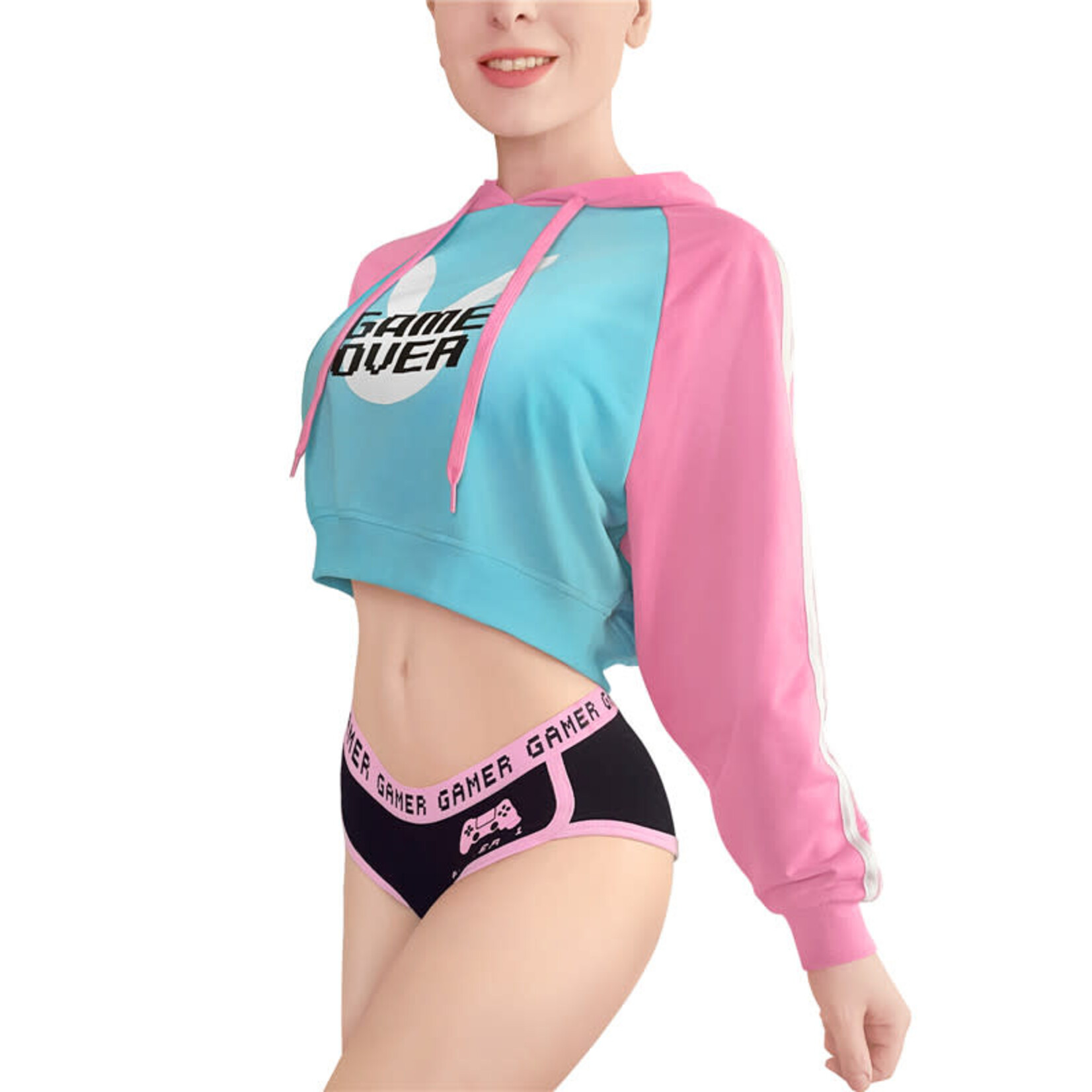 LittleForBig Bunnywatch Cosplay Cropped Hoodie Sweater Blue