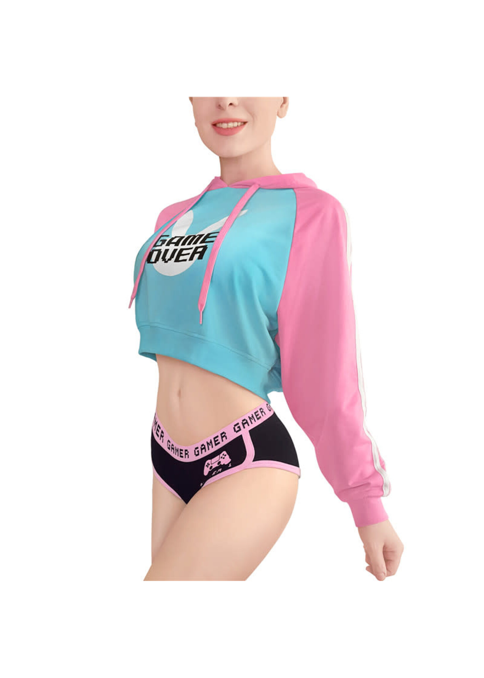 LittleForBig Bunnywatch Cosplay Cropped Hoodie Sweater Blue