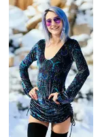 Warrior Within Designs Purple Paisley Burnout Sleeved Echo Cinch Dress
