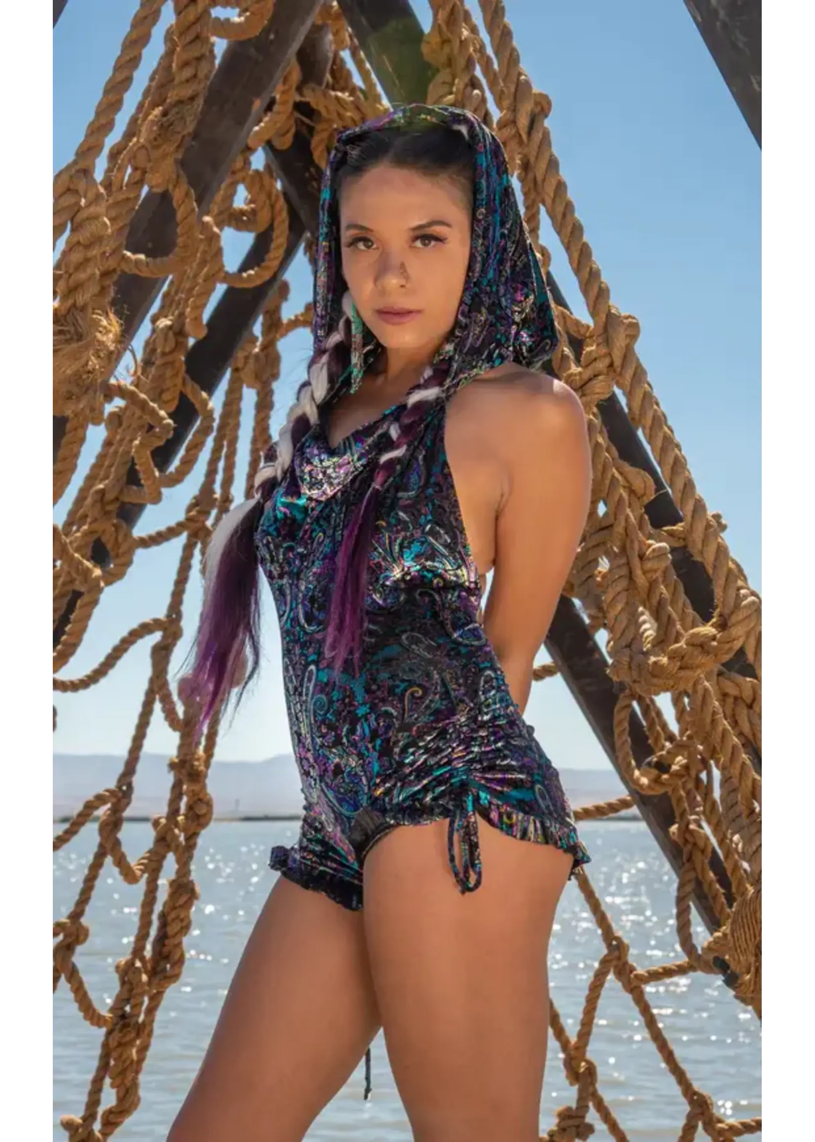 Warrior Within Designs Purple Paisley Burnout Velvet Mystique Shortsie