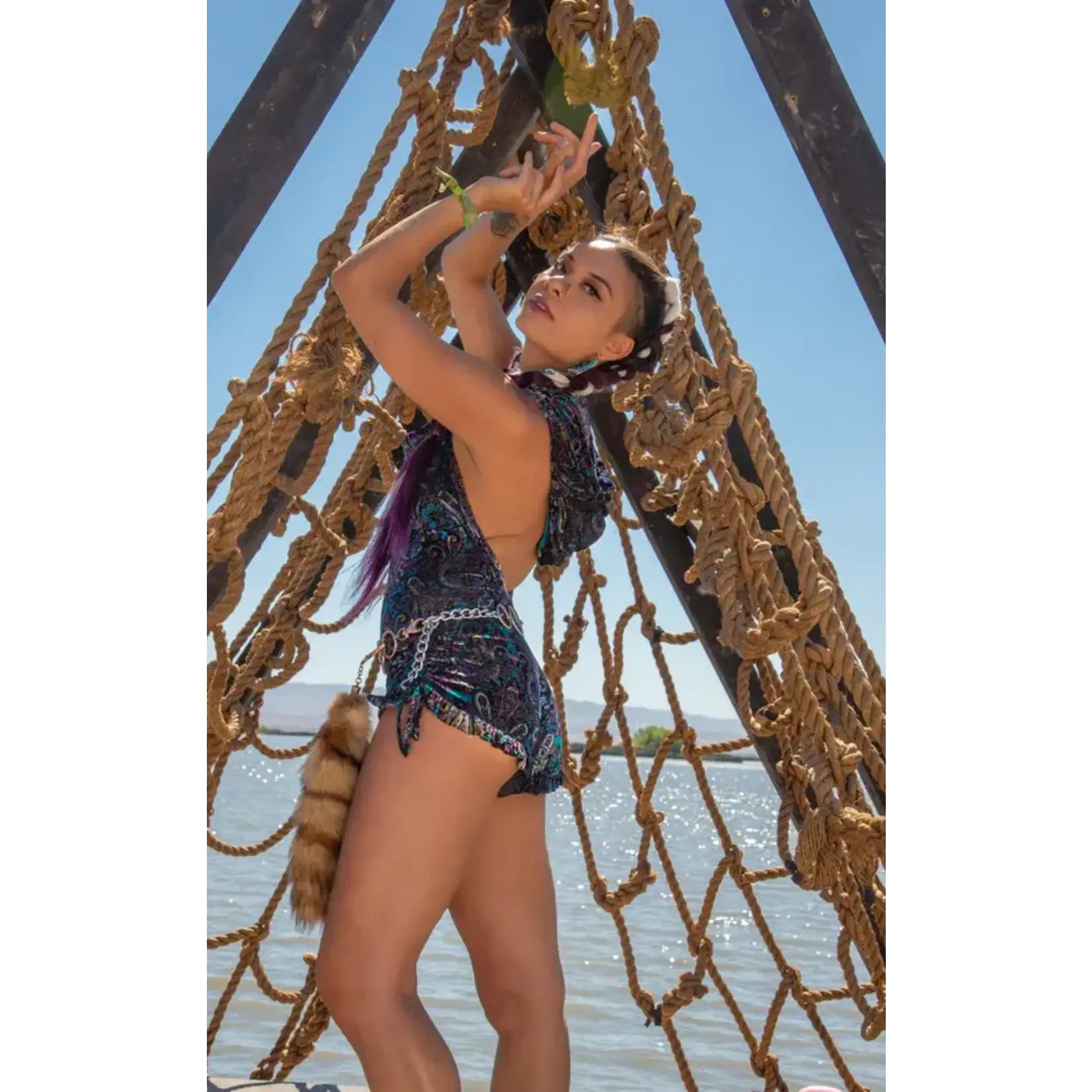 Warrior Within Designs Purple Paisley Burnout Velvet Mystique Shortsie