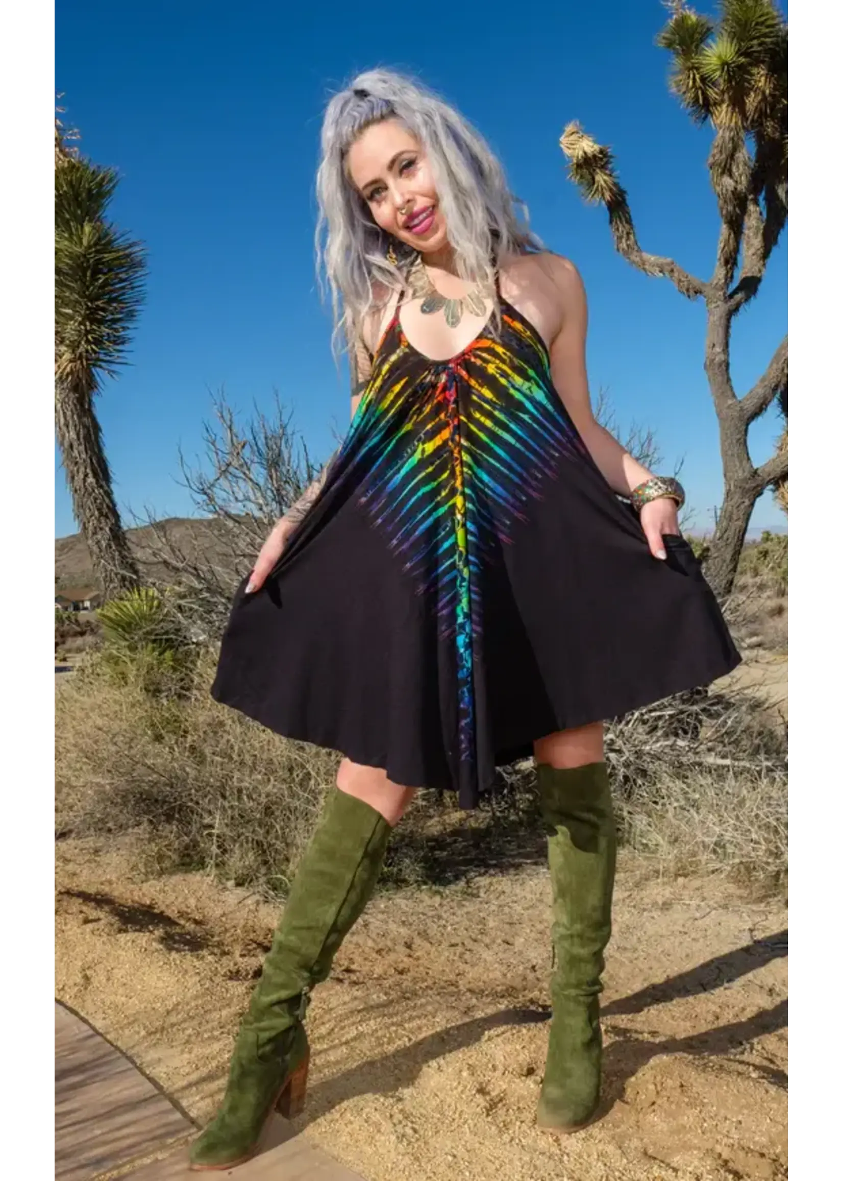 Warrior Within Designs Rainbow Bones Tie Dyed Pocket Dress