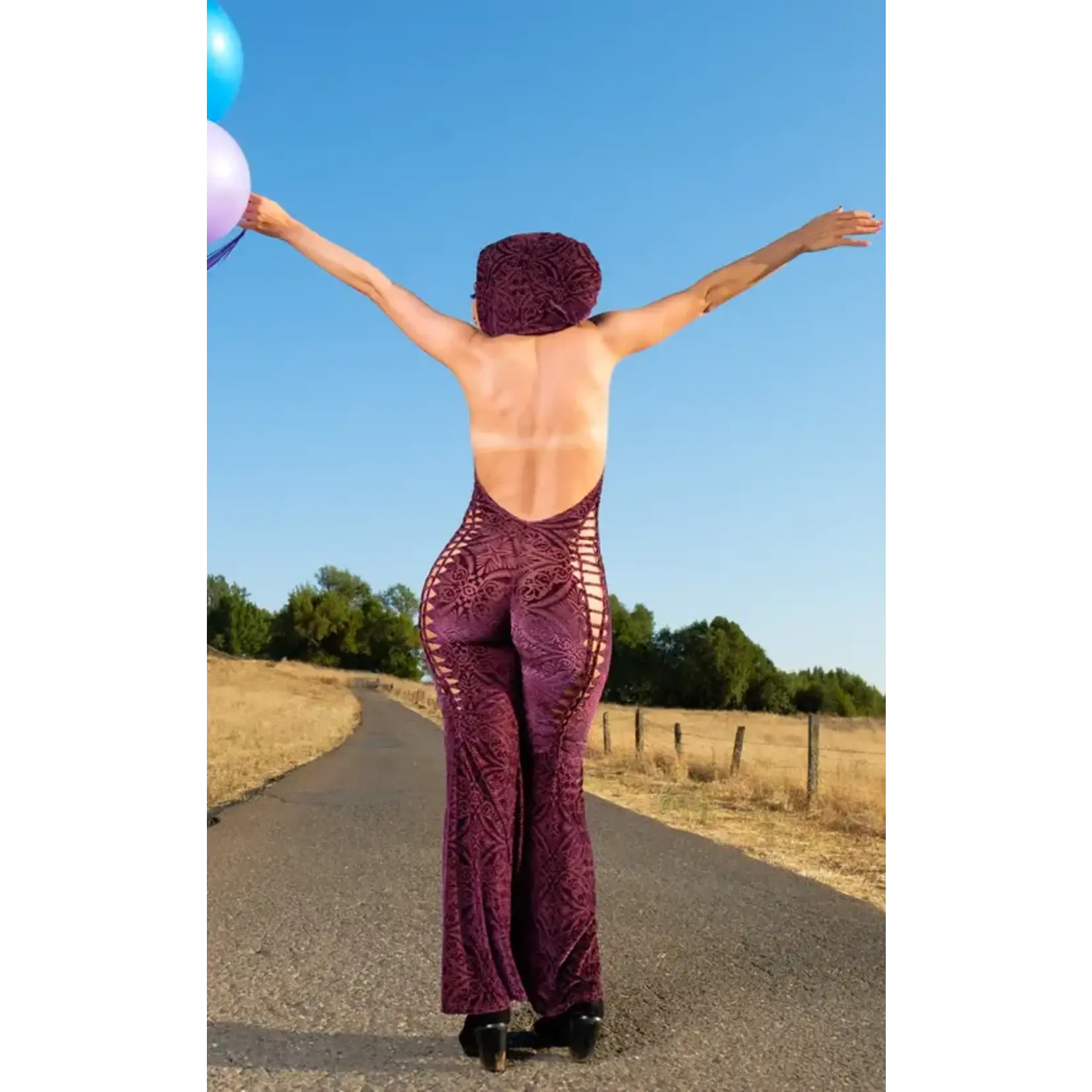 Warrior Within Designs Snip Tease - Maroon Burnout Velvet Mystique Onesie - Limited Edition