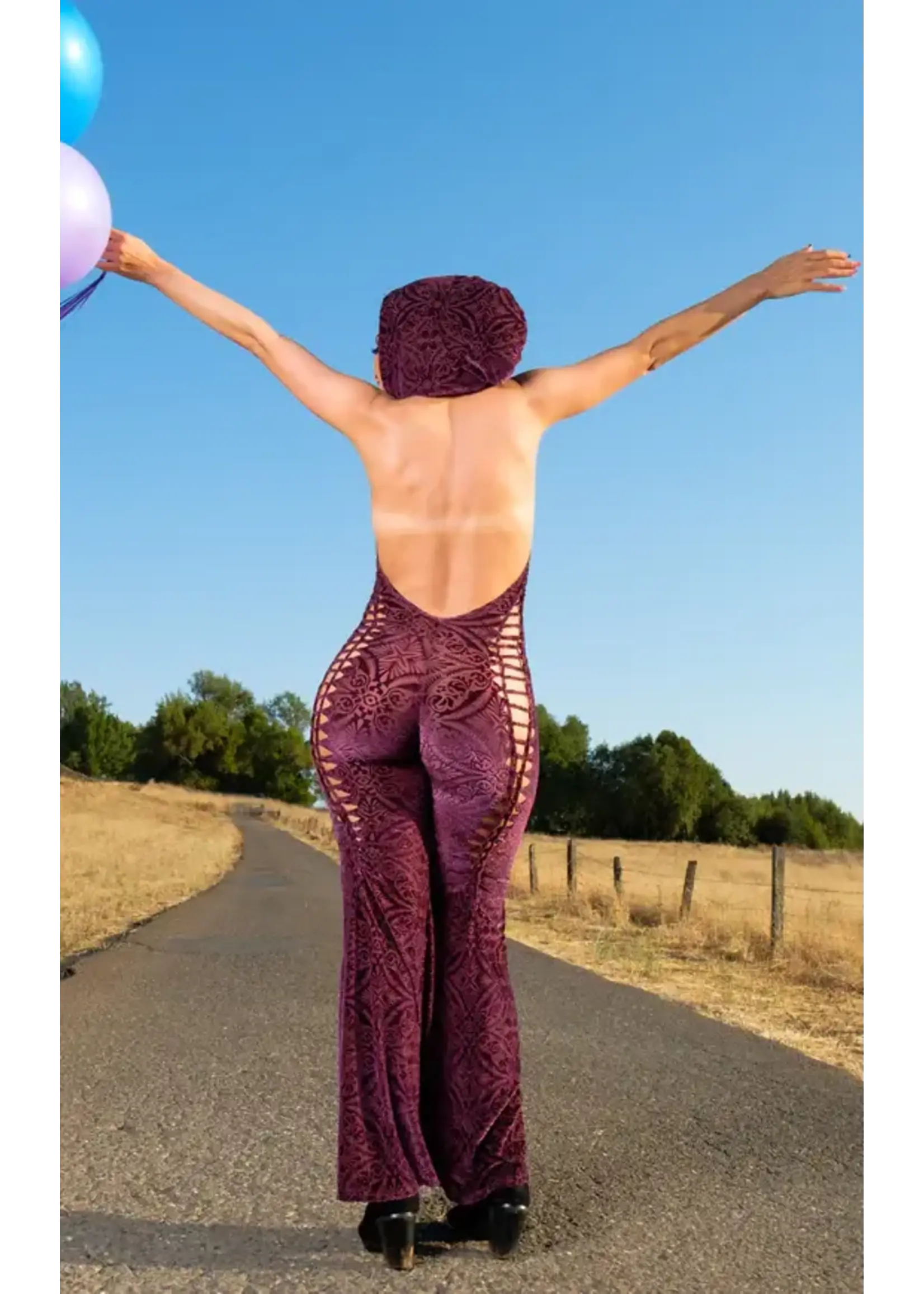 Warrior Within Designs Snip Tease - Maroon Burnout Velvet Mystique Onesie - Limited Edition