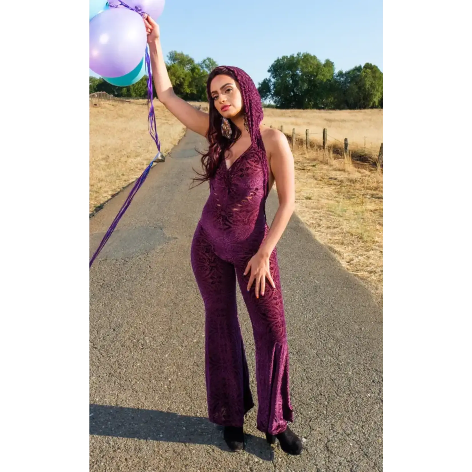 Warrior Within Designs Snip Tease - Maroon Burnout Velvet Mystique Onesie - Limited Edition