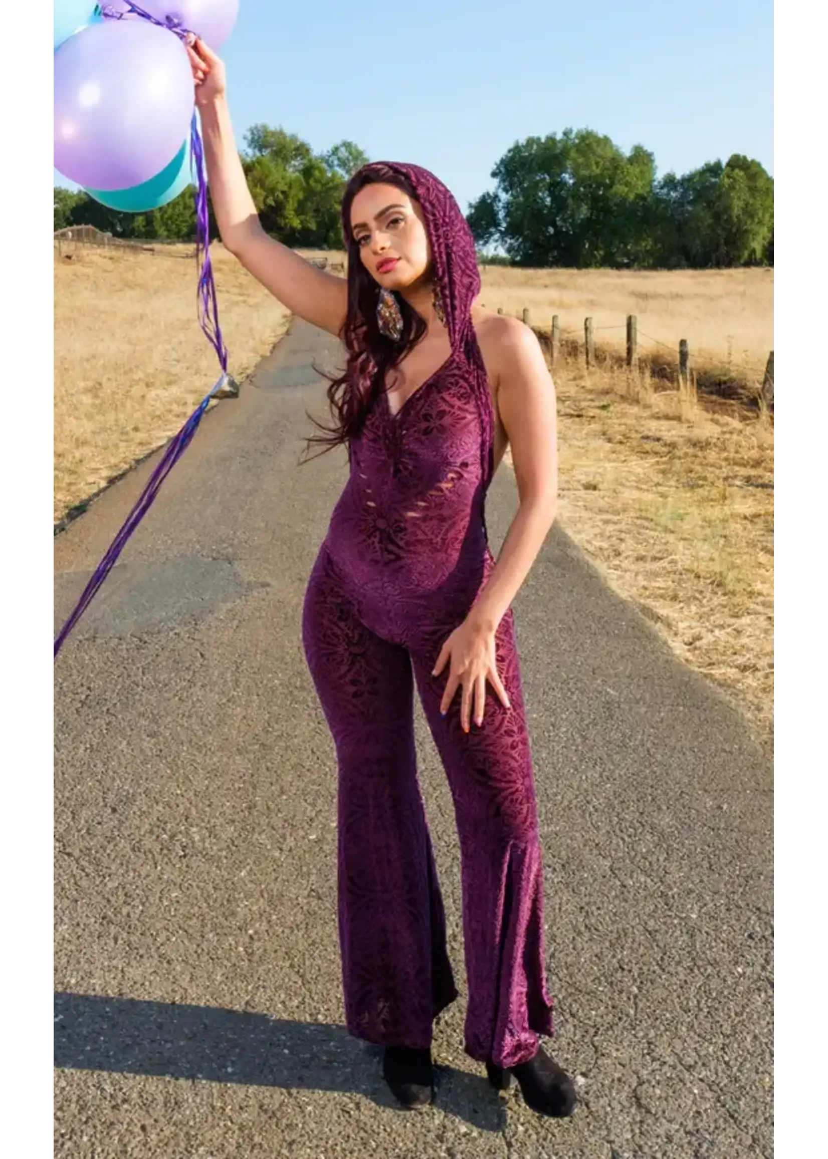 Warrior Within Designs Snip Tease - Maroon Burnout Velvet Mystique Onesie - Limited Edition
