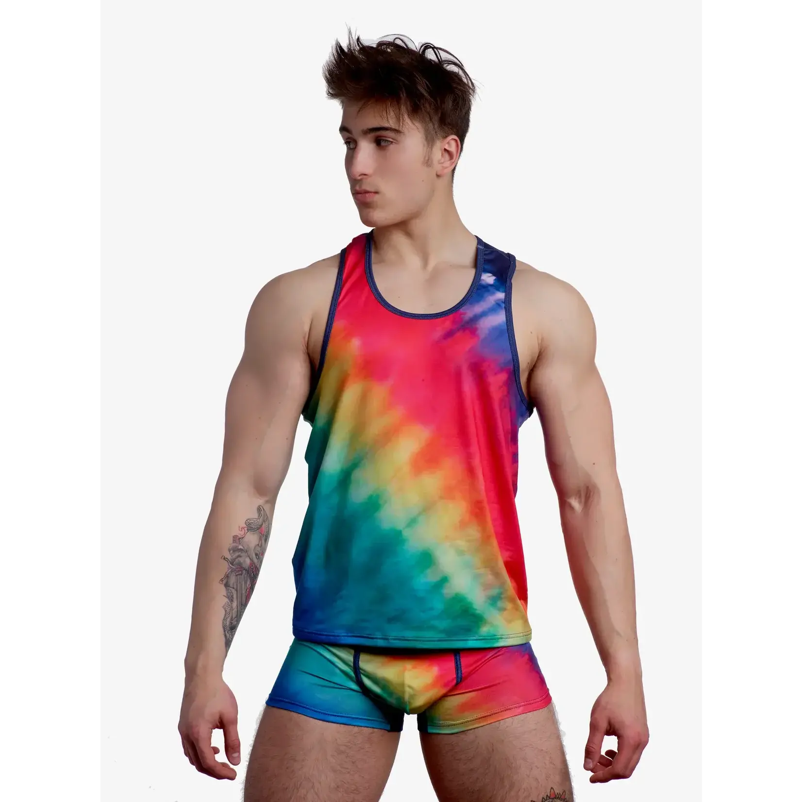 Skull & Bones Rainbow Tie Dye Tank