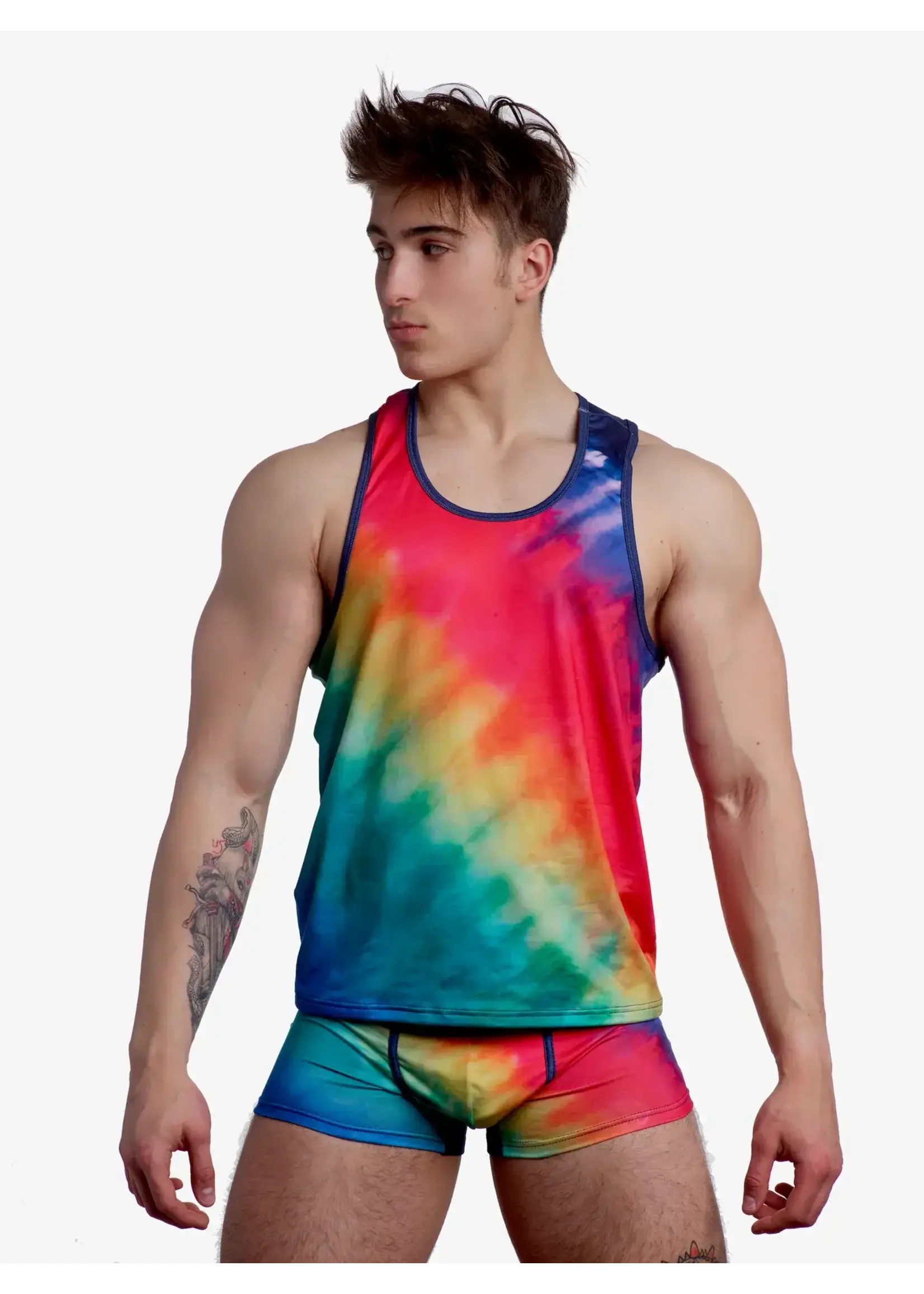 Skull & Bones Rainbow Tie Dye Tank