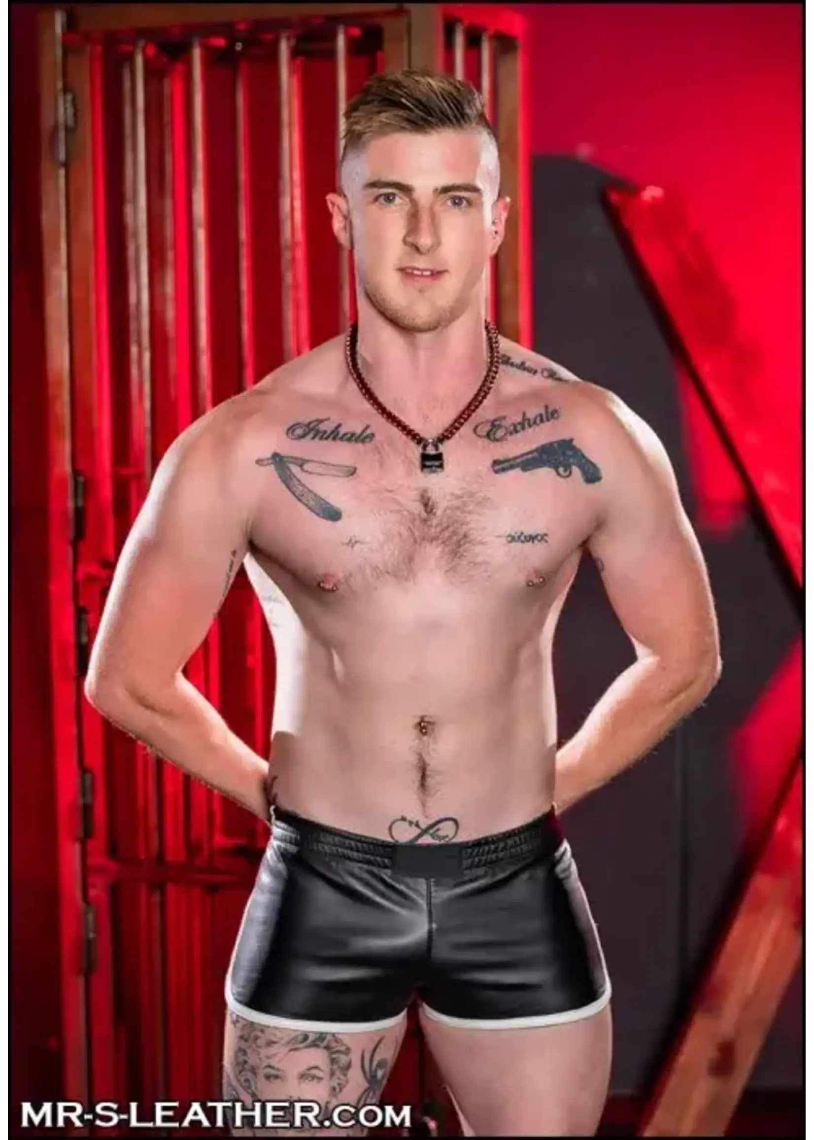 Mr. S Leather Mr. S Leather - Leather Gym Short/Zipper Pocket
