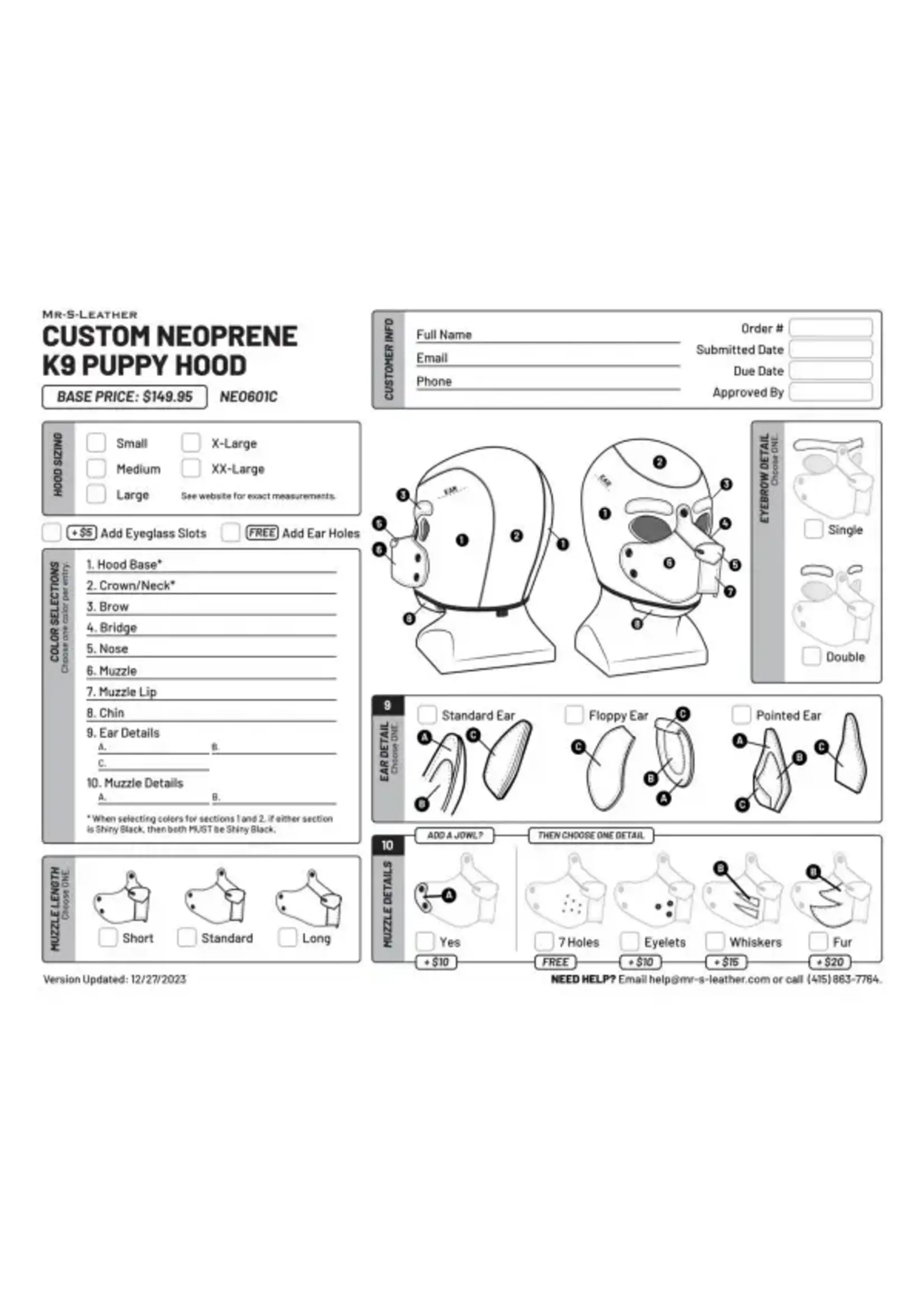 Mr. S Leather Mr. S Leather Customizable Neoprene K9 Puppy Hood