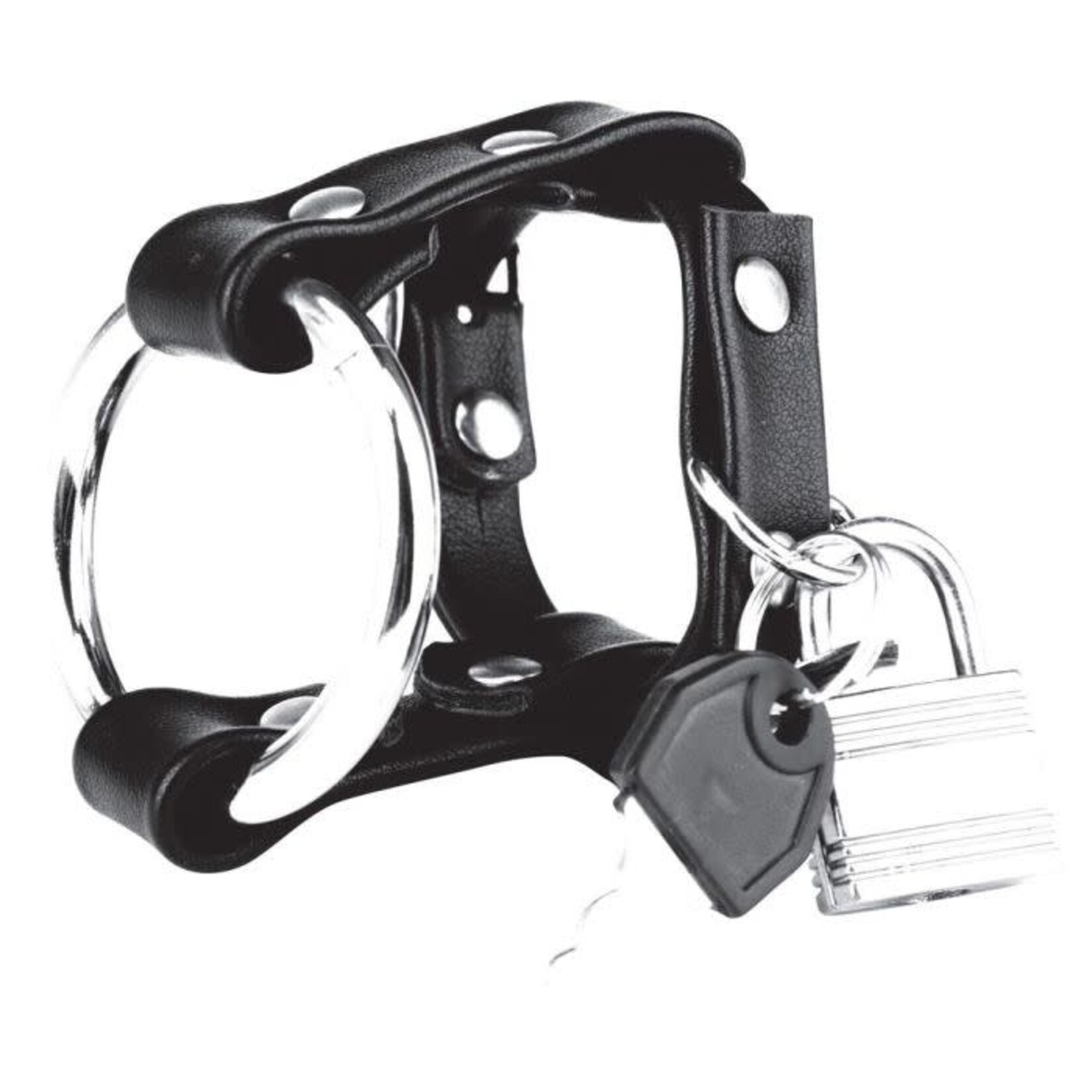 Prowler UK Blue Line Metal Cock Ring With Locking Ball Strap