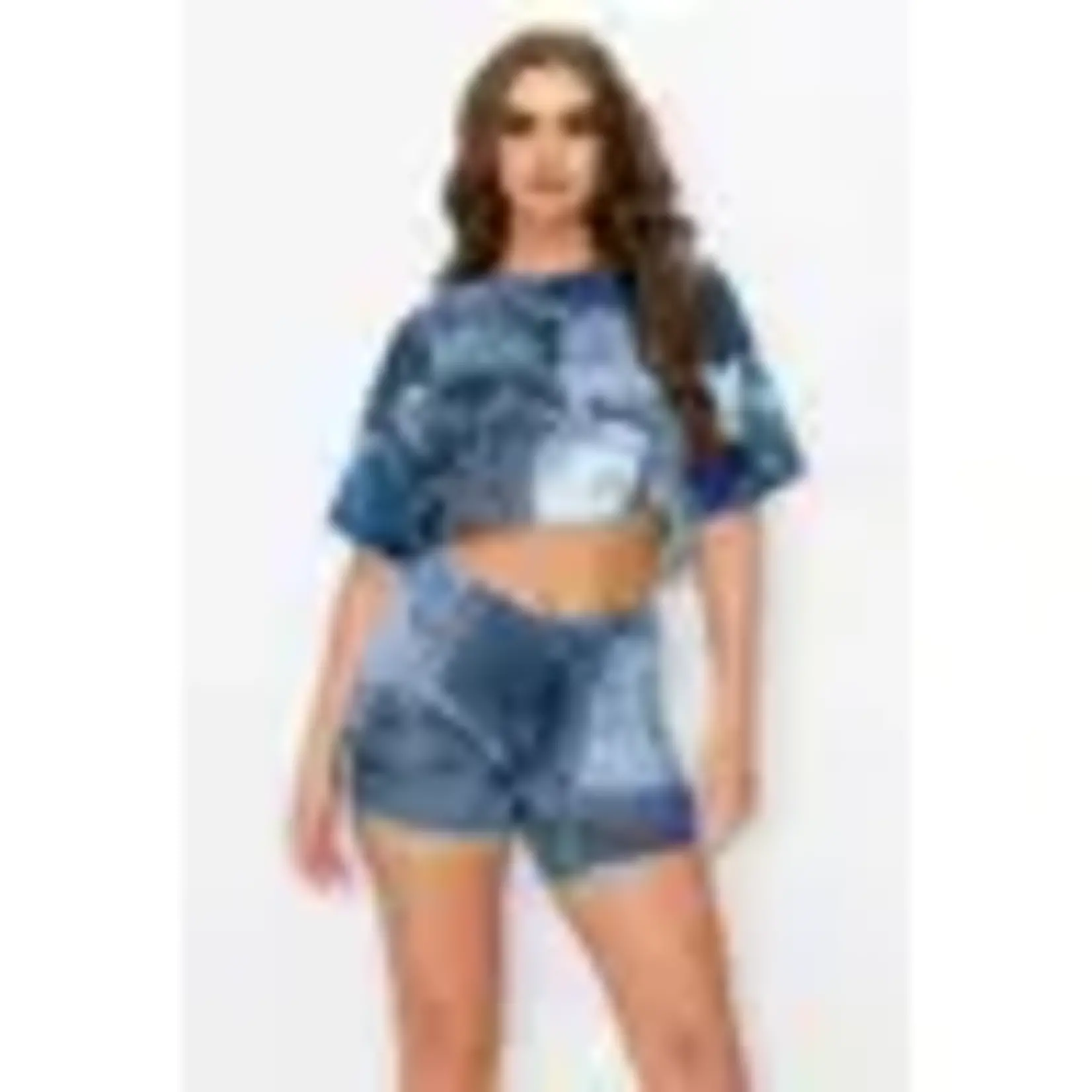 Glance Drop Shoulder Top And Bike Shorts
