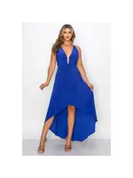 SLEEVELESS DEEP V-NECKLINE MAXI DRESS  ROYAL