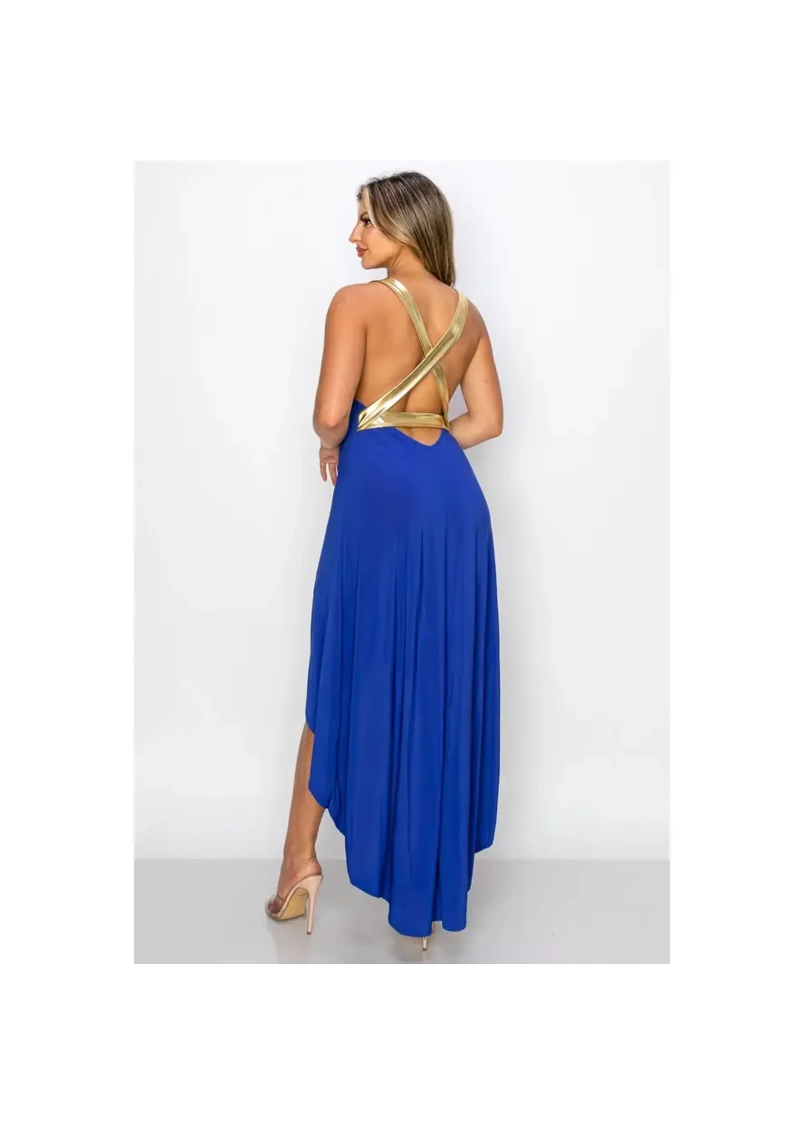 SLEEVELESS DEEP V-NECKLINE MAXI DRESS  ROYAL