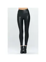 STRETCHY FAUX LEATHER LEGGINGS PANTS  BLACK