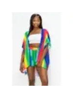 Short Sleeve Kimono Cardigan and Shorts SET
