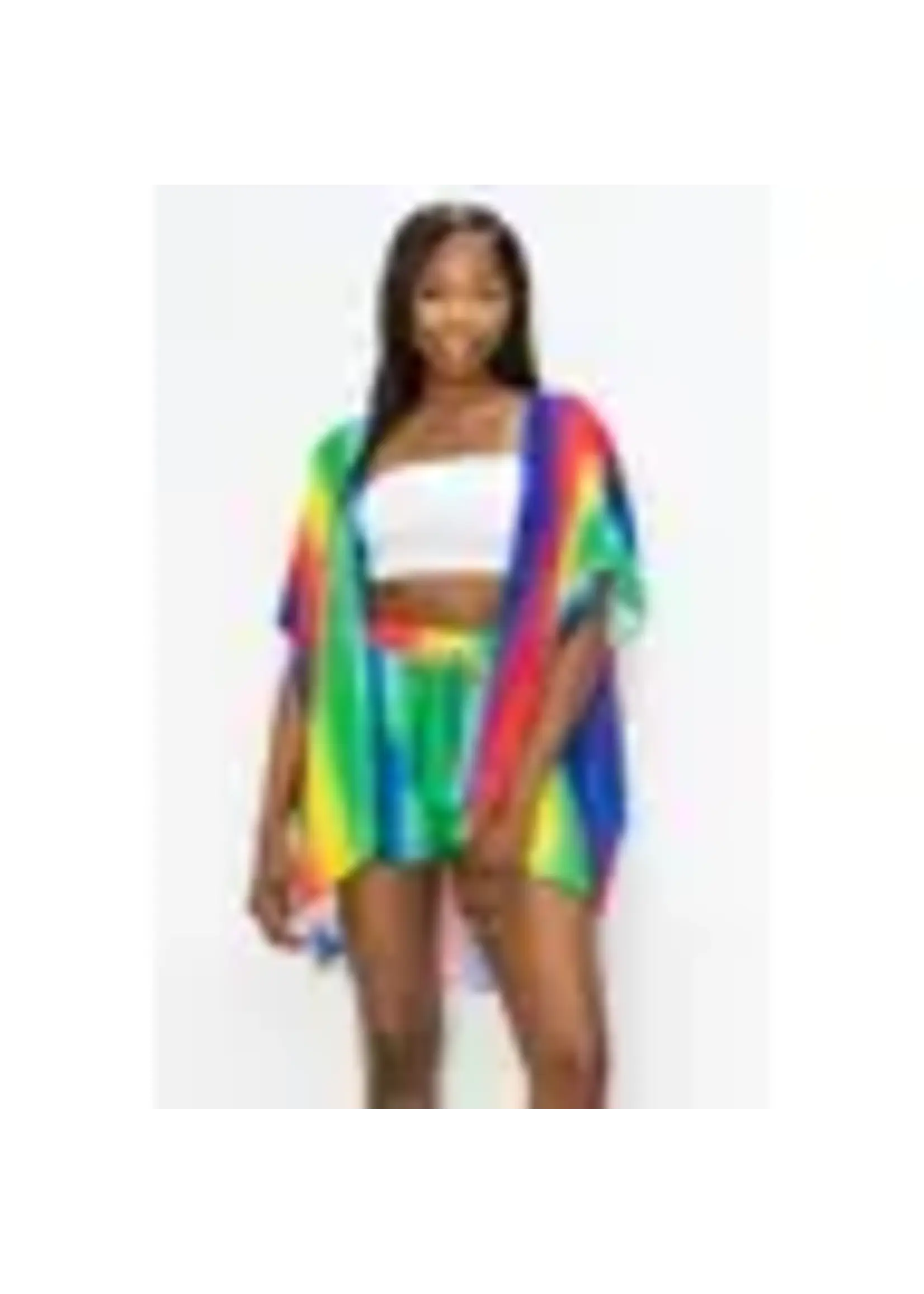 Short Sleeve Kimono Cardigan and Shorts SET