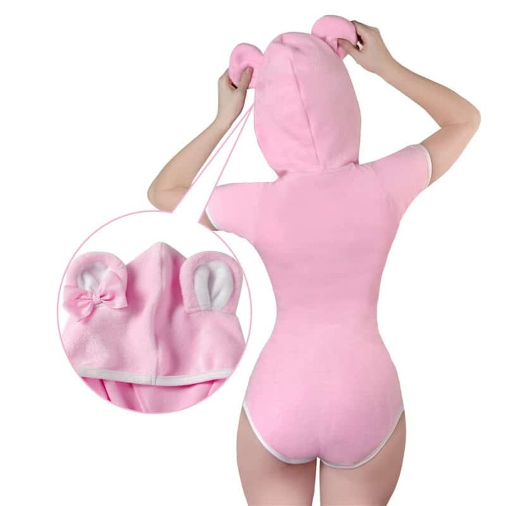 LittleForBig Teddy Bear Onesie Bodysuit Pink